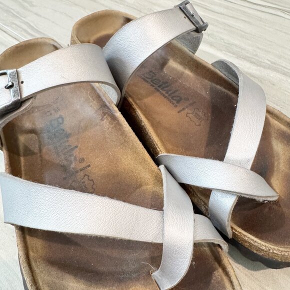 Betula Birkenstock Mayari Leather Strap Sandals in Silver Brown Summer Size 7 - Picture 3 of 10